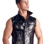 21608891711 Svenjoyment Mens Vest leather Black antriko gileko mauro 3