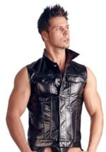 21608891711 Svenjoyment Mens Vest leather Black antriko gileko mauro 3